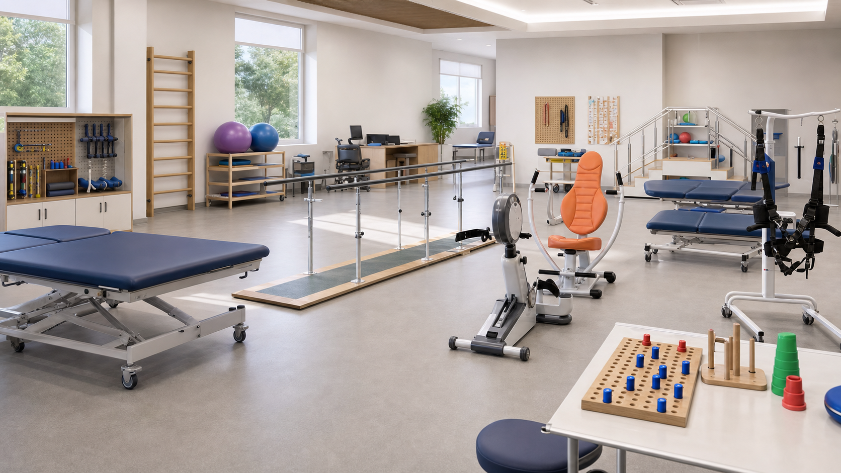 Occupational therapy and adult rehabilitation equipment room