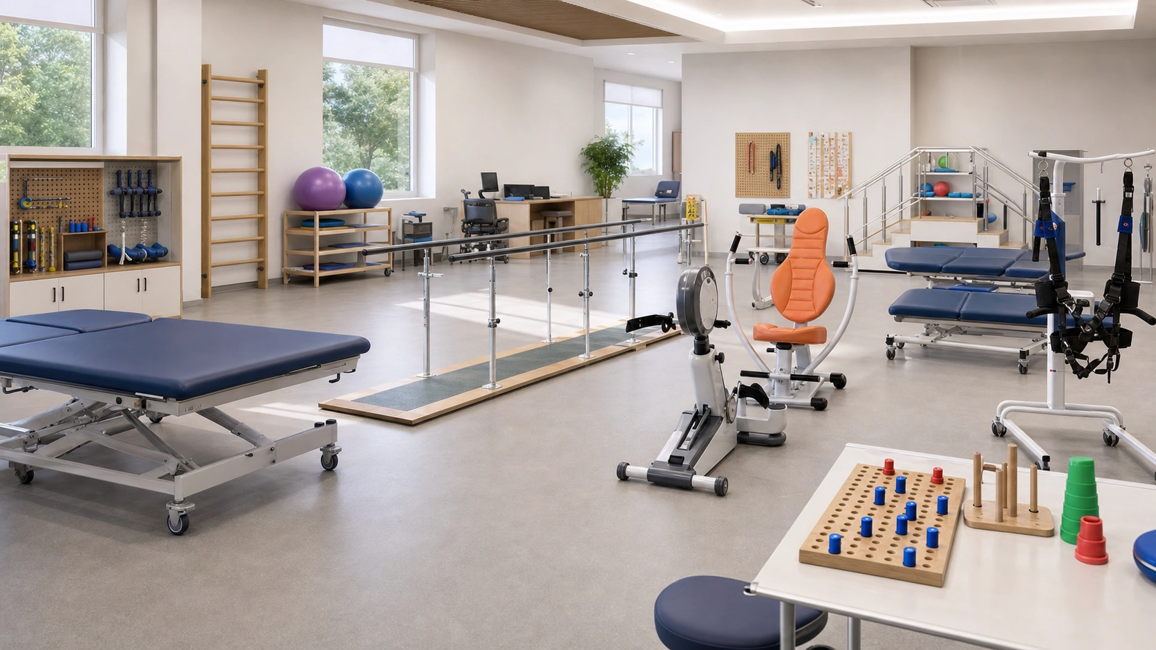 Occupational therapy and adult rehabilitation equipment room
