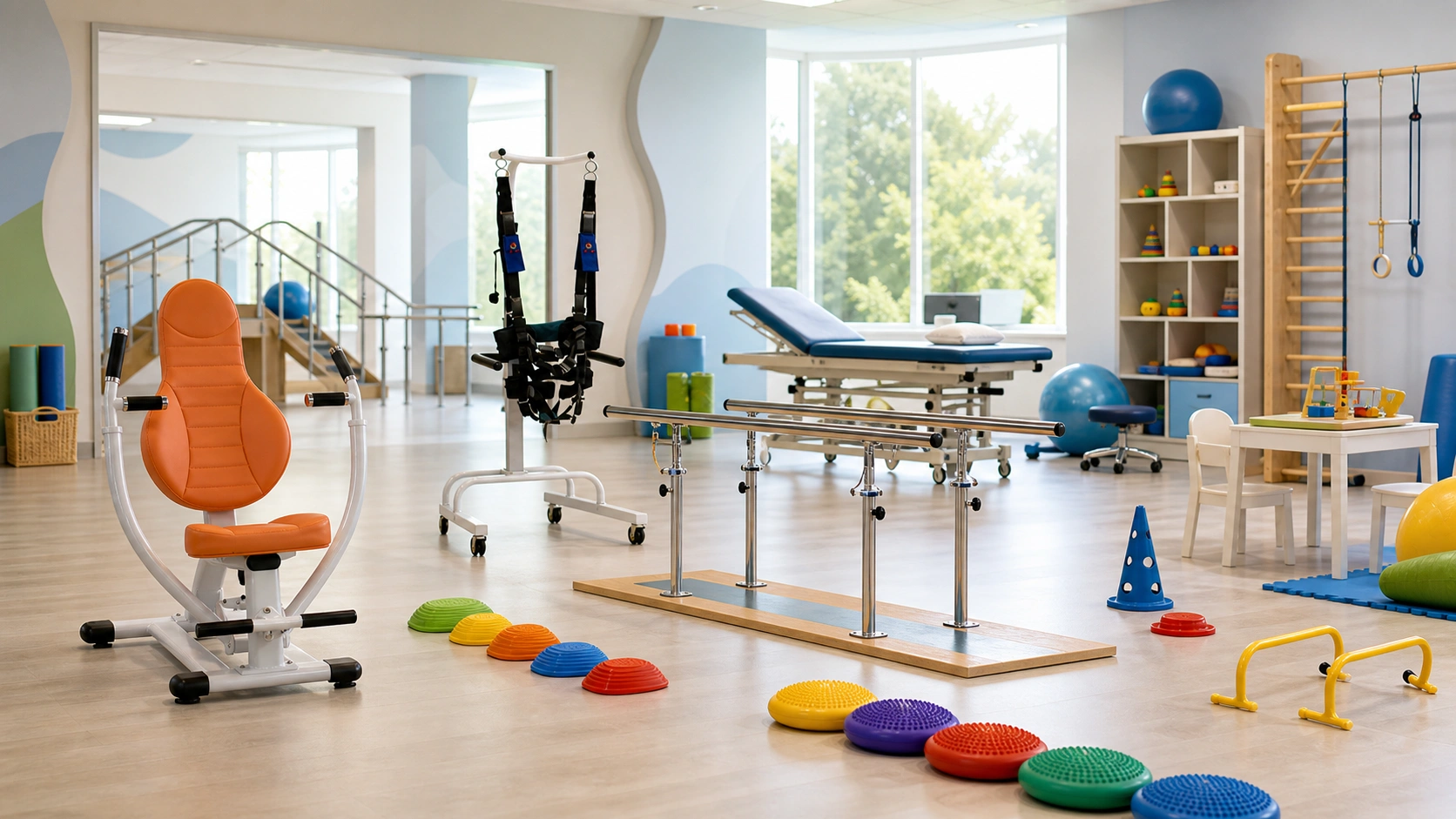 Pediatric rehabilitation and training equipment room