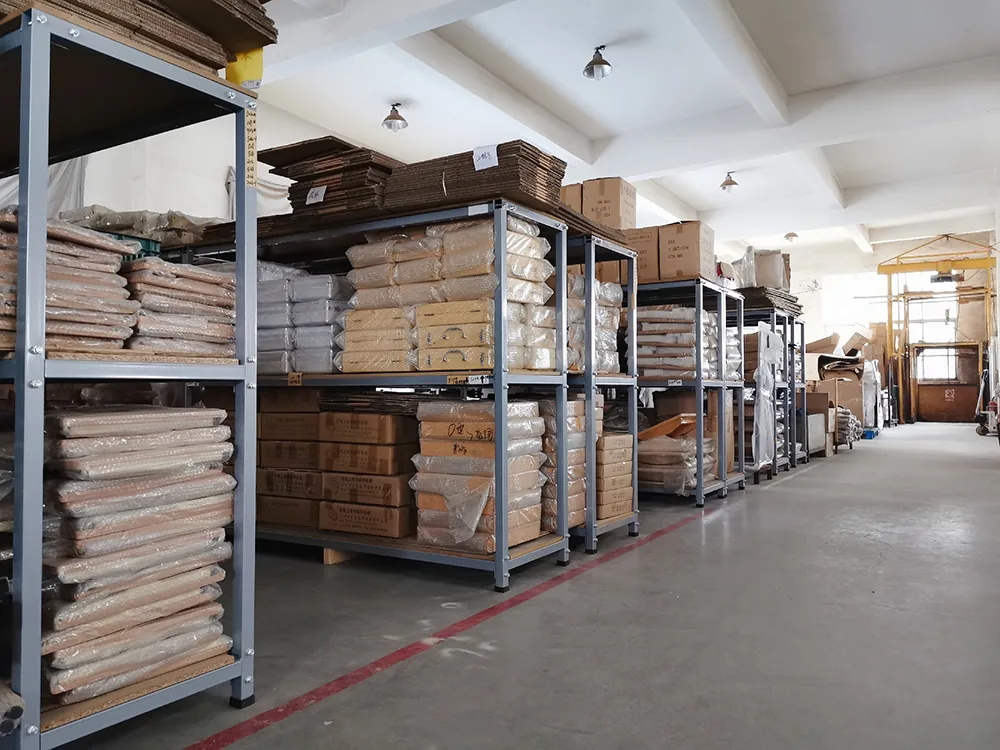 Packed rehabilitation equipment stored for shipment preparation