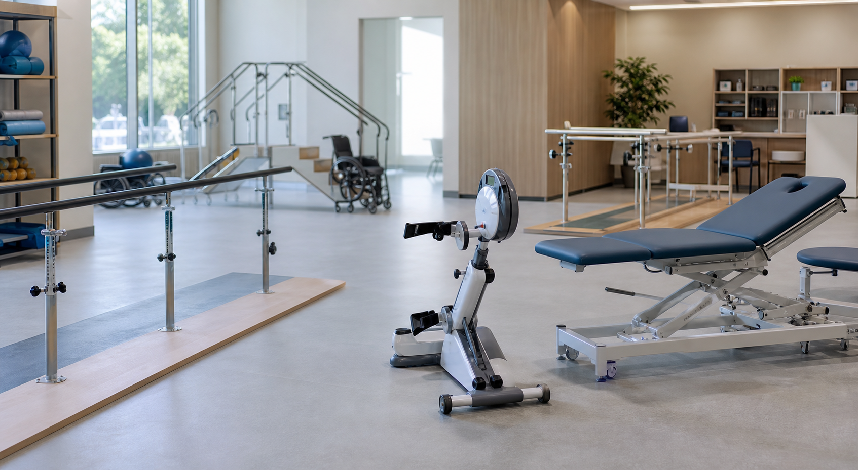 Modern rehabilitation equipment showroom